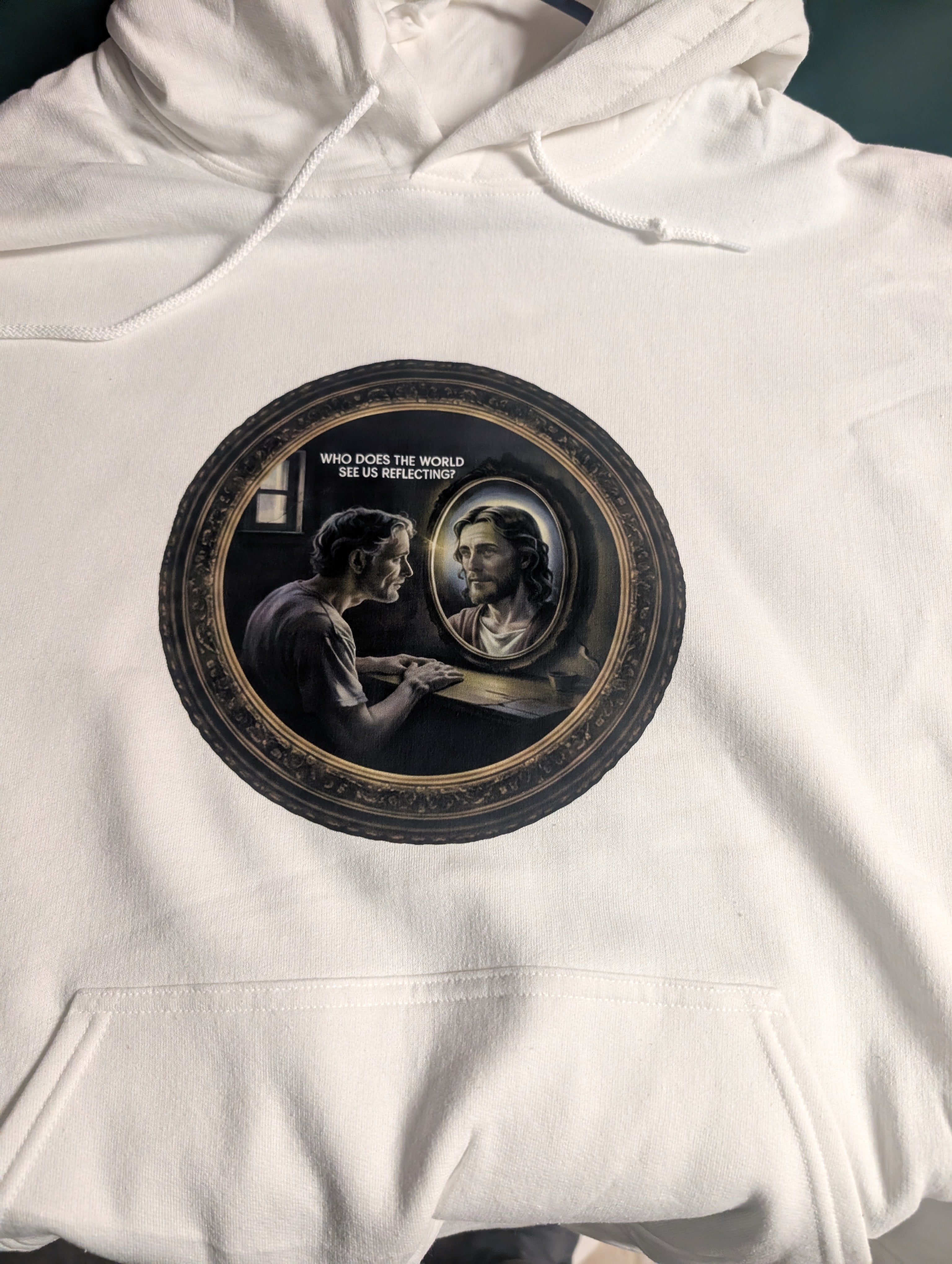 WHITE PULLOVER SWEATSHIRT "Who does the world see?"