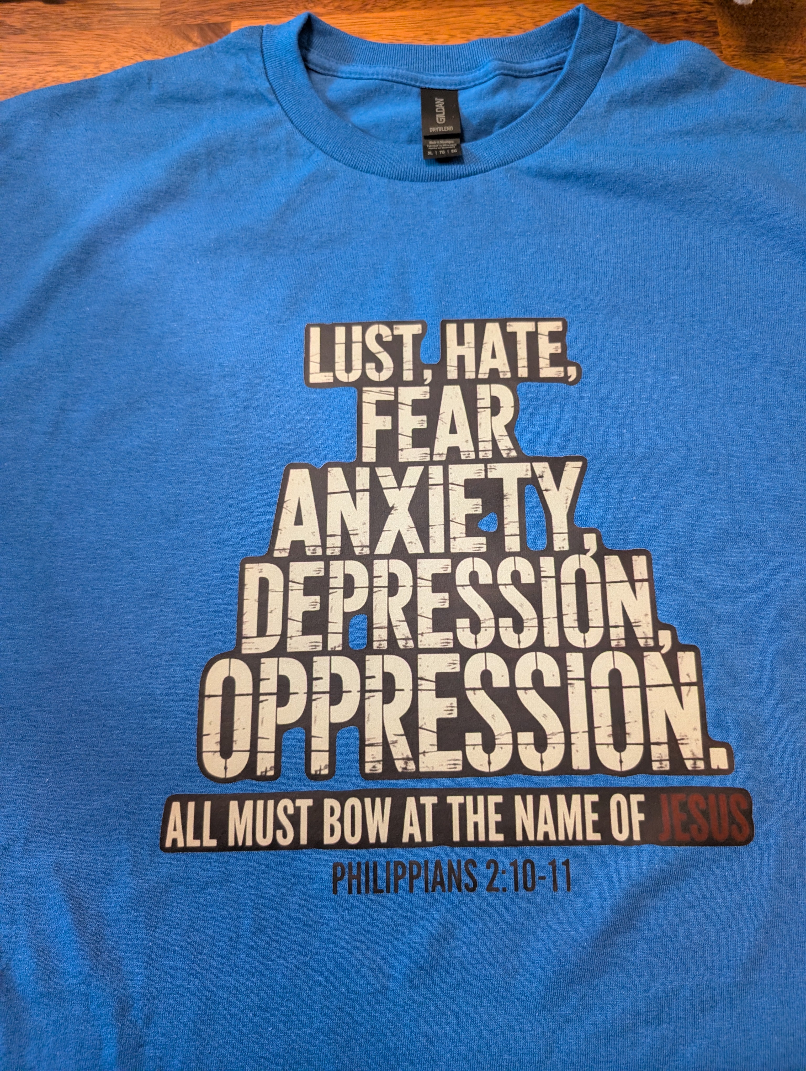 Royal Blue  Short  Sleeve T-shirt "All Must Bow At The Name Of Jesus"